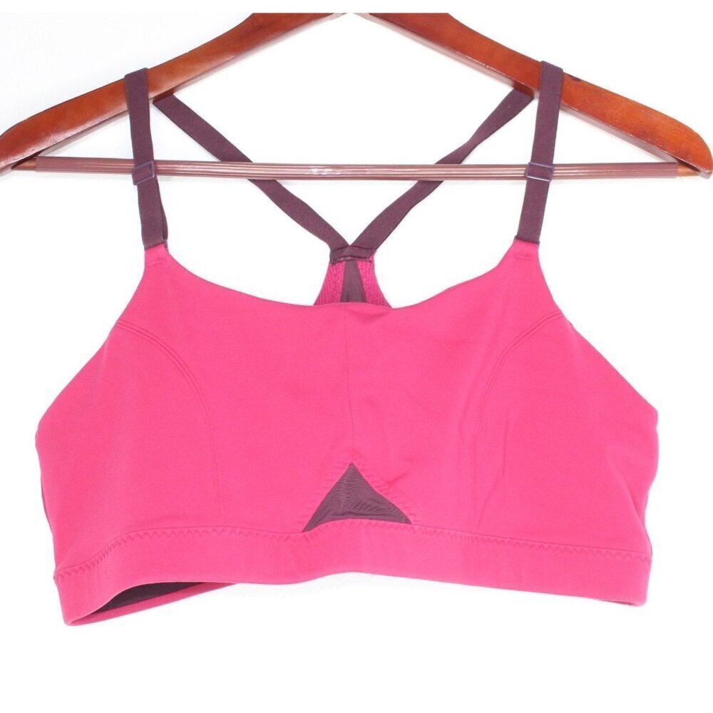 Athleta‎ Sports Bra Women's XL Pink Maroon Unwired Razor Back No Pads Athletic